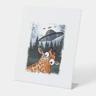Signe De Table Funny Giraffe UFO Zoo Animal Weird Meme Graphique 