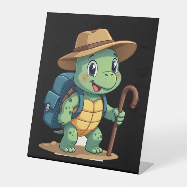 Signe De Table Funny Turtle Hiking Graphic Camping Lover Adventur (Recto)