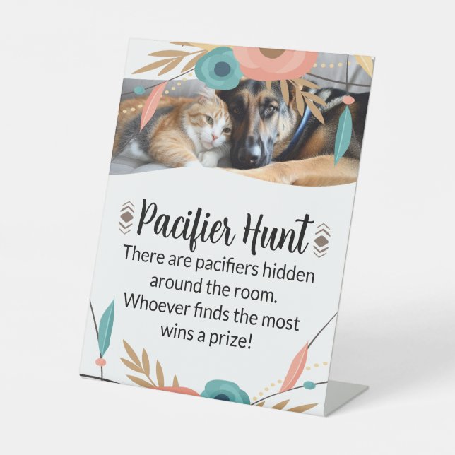 Signe De Table Furry Big Brothers Baby Shower Pacifier Hunt Game (Recto)