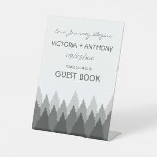 Signe De Table Gamme de forêts grises Mariage de bois