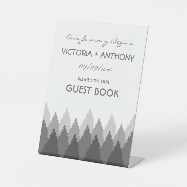 Signe De Table Gamme de forêts grises Mariage de bois (Recto)