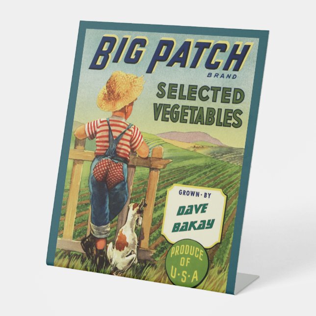 Signe De Table Garçon de ferme américain personnalisé  (Recto)