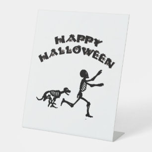 Signe De Table Garçon et chien d'Halloween