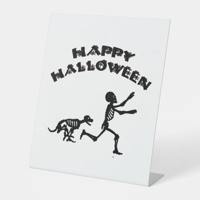 Signe De Table Garçon et chien d'Halloween (Recto)