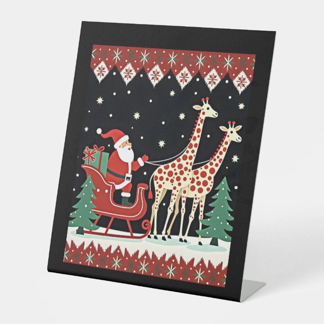 Signe De Table Garçons Filles Santa Claus équitation Giraffe Slei (Recto)