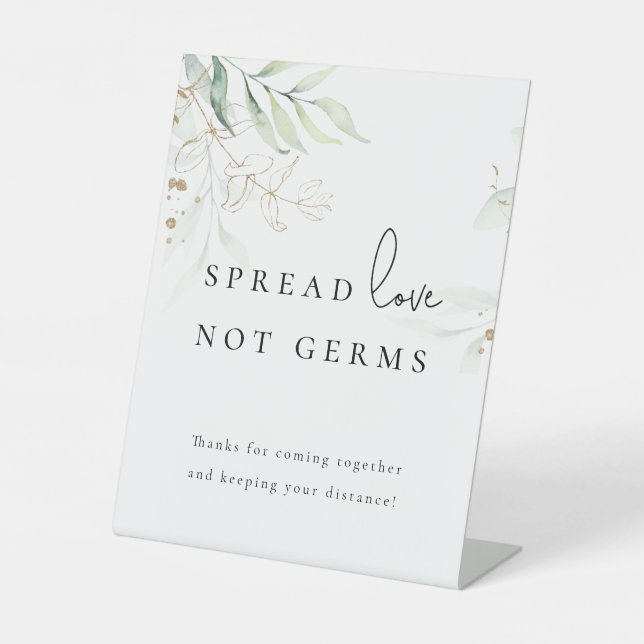 Signe De Table  Gare de Sanitizing Mariage moderne verdoyante (Recto)