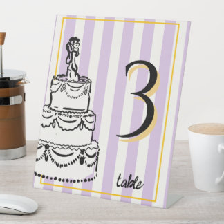 Signe De Table Gâteau de Mariage Élégant Lavande à Rayures Fantai
