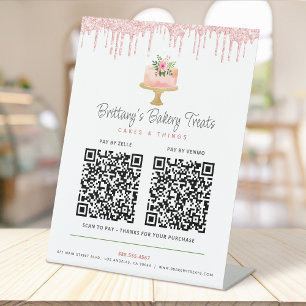 Signe De Table Gâteau Rouge Clair Rose 2 Code QR Payer ici Boulan