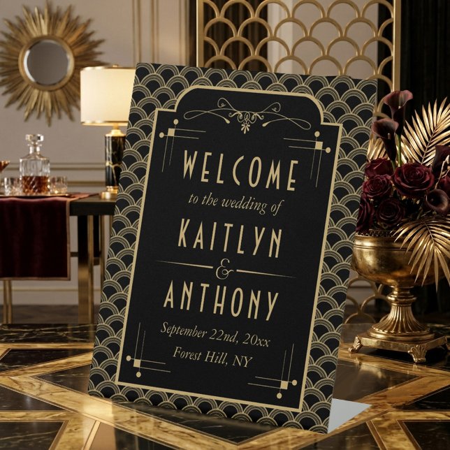 Signe De Table Gatsby Mariage Art déco des années 1920 vintage Ac (Créateur téléchargé)