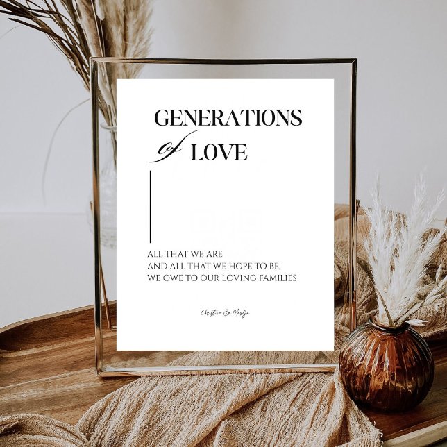 Signe De Table Générations d'amour Élégant Mariage Minimaliste  (Créateur téléchargé)