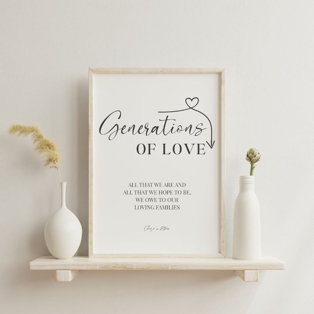 Signe De Table Générations d'amour Mariage de calligraphie modern (Créateur téléchargé)