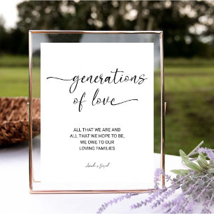 Signe De Table Générations d'amour Mariage de calligraphie modern