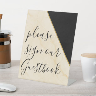 Signe De Table Géométrie dorée Luxe ivoire et Mariage en marbre d