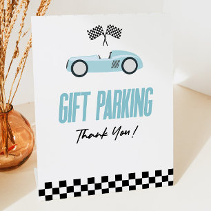 Signe De Table Gift Parking Blue Race Voiture Table