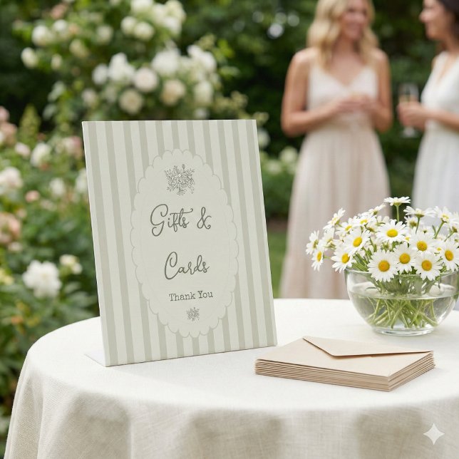 Signe De Table Gifts and Cards Sage Green Ticking Bridal Shower (Créateur téléchargé)