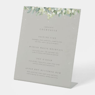 Signe De Table Gige Snowberry+Eucalyptus Mariage Menu Boissons