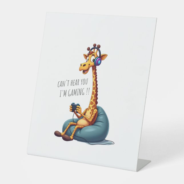 Signe De Table Girafe de jeu drôle pour garçons hommes jeu vidéo (Recto)