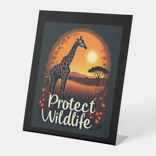 Signe De Table Girafe du Débardeur de la Savanna (Recto)