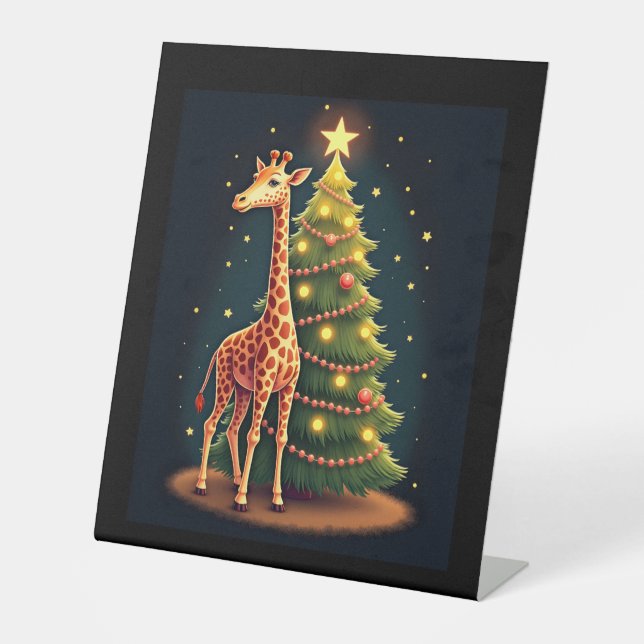 Signe De Table Giraffe de Noël Topper arbre officiel Funny Tall (Recto)