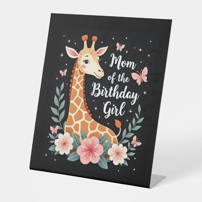 Signe De Table Giraffe Mom of the Birthday Girl Matching Family L (Recto)
