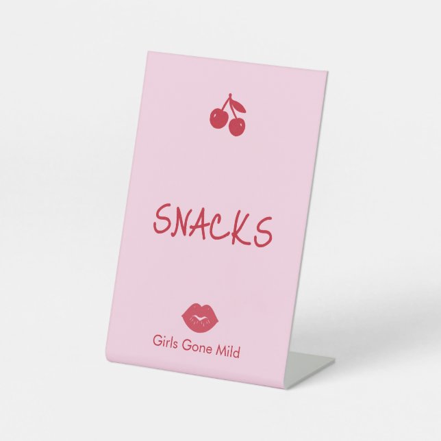 Signe De Table Girls Gone Mild Pink and Cherry Red Bachelorette   (Recto)