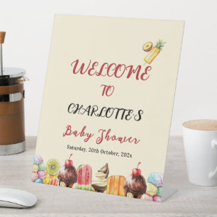 Signe De Table Glace à l'aquarelle Bienvenue à la Baby Shower Suc