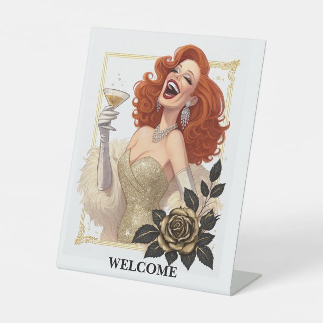 Signe De Table Glam Luxe Party Glamour Diva in Gold Personalize (Recto)