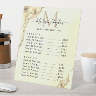 Signe De Table Glam Yellow Gold Parties scintillant Agate Marble