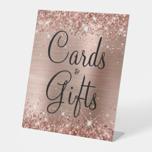 Signe De Table Glittery Rose Gold Foil Cartes de mariage et cadea