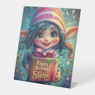 Signe De Table Gnome d'anniversaire - Bonne soeur d'anniversaire
