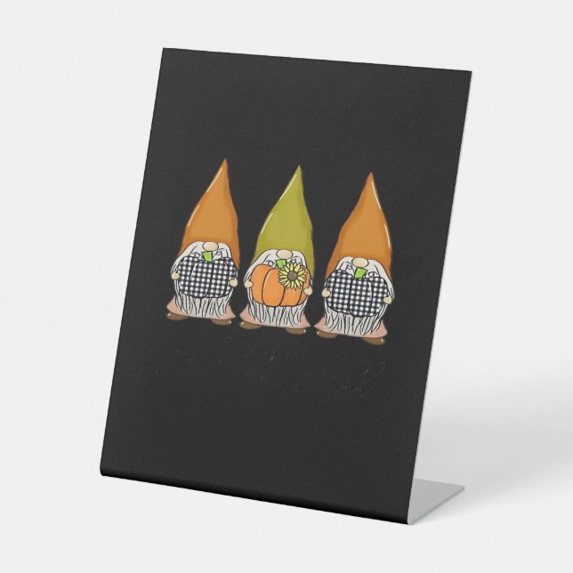 Signe De Table Gnomes d'automne avec citrouilles C'est l'automne  (Recto)