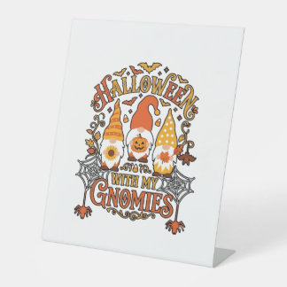 Signe De Table Gnomes d'Halloween Citrouille Toile d'Araignée Cha