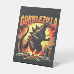 Signe De Table Gobblezilla Éffrayant Turquie Thanksgiving Gobble