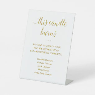 Signe De Table Gold Cette Bougie Brûle Avec Les Noms Mariage Memo