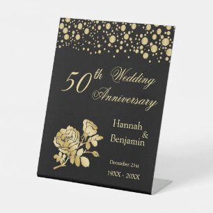 Signe De Table Gold Confetti Rose 50e anniversaire Mariage
