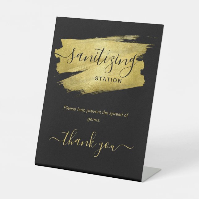 Signe De Table Gold Covid Sanitizing Station Wedding Party Black  (Recto)