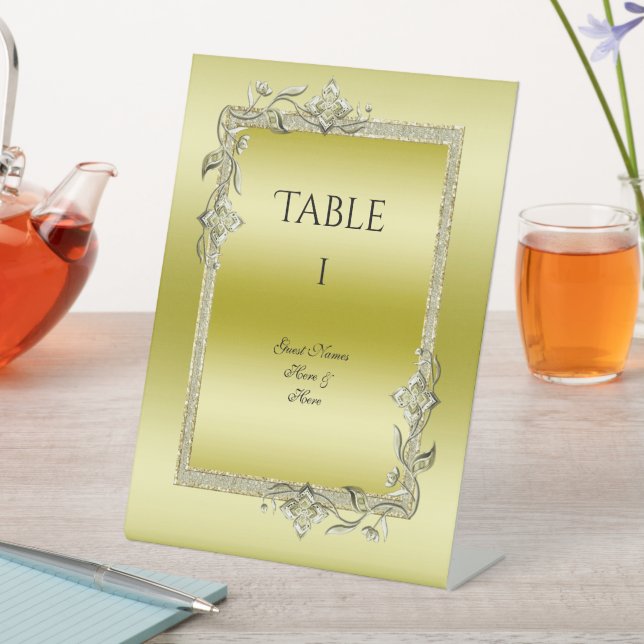 Signe De Table Gold Gem & Parties scintillant 50e Anniversaire d' (In SItu)