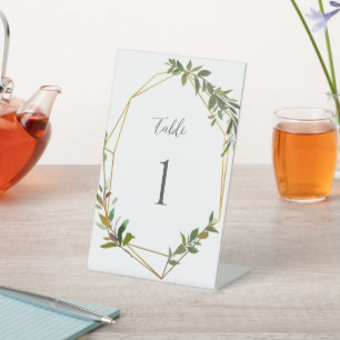 Signe De Table Gold Geometrics Mariage de verdure Numéro de table