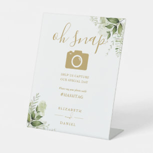 Signe De Table Gold Green Floral Script Oh Snap Photo
