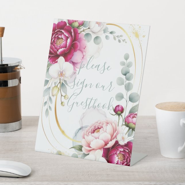 Signe De Table Gold Halo Garden Peonies & Orchids Floral Wedding  (In SItu)