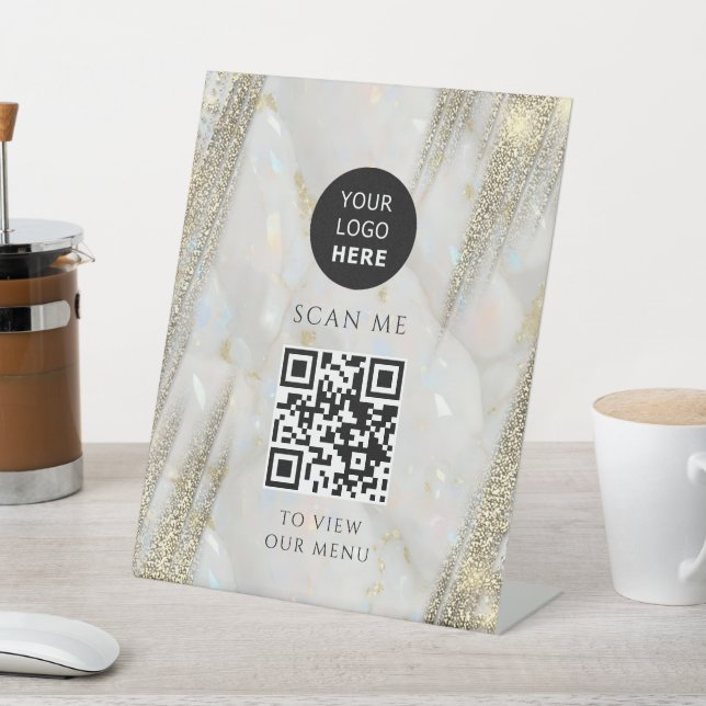 Signe De Table Gold Parties scintillant Business QR Code Logo Pie (In SItu)