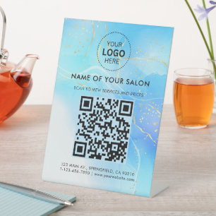 Signe De Table Gold Parties scintillant Salon Business QR Code et
