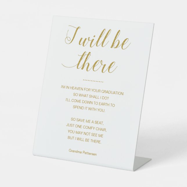 Signe De Table Gold Sauvegardez-Moi Un Siège Avec Le Nom Memorial (Recto)