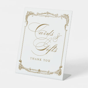 Signe De Table Gold Vintage Script de mariage Cartes et cadeaux