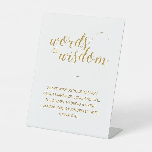 Signe De Table Gold Words of Wisdom Conseils pour les jeunes mari (Recto)