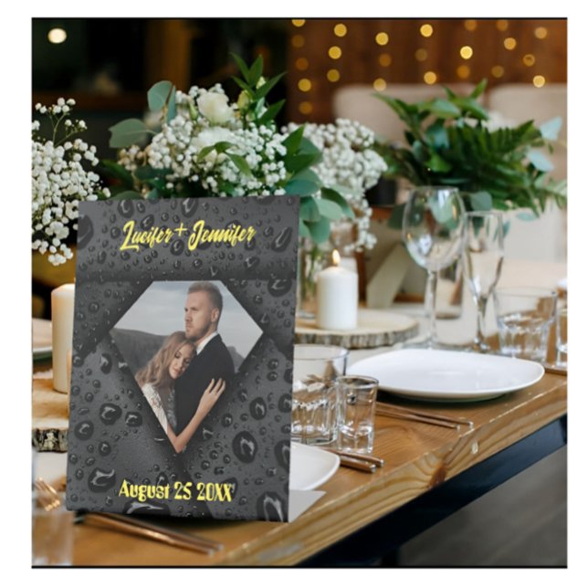 Signe De Table Golden Diamond Moderne Élégant Mariage Personnalis (Créateur téléchargé)
