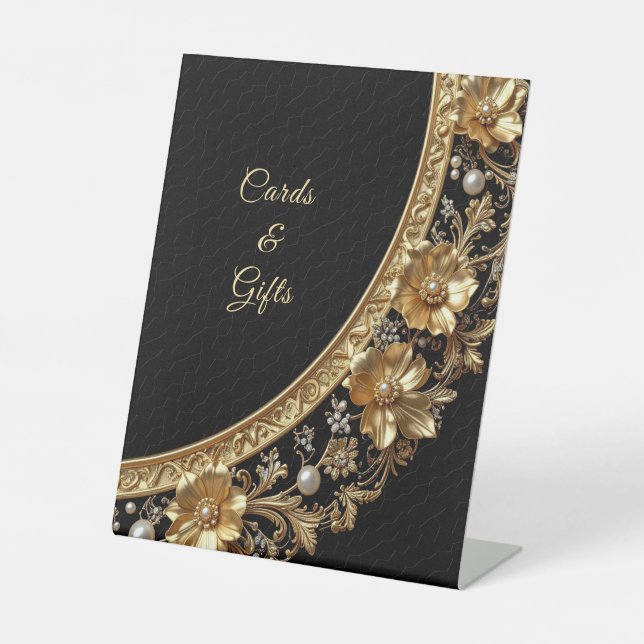 Signe De Table Golden Ornate Frame Tabletop Signs (Recto)