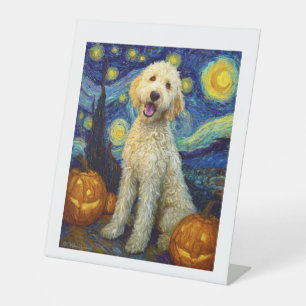 Signe De Table Goldendoodle Chien Mignon Halloween Jack O Lantern