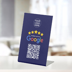 Signe De Table Google Avis 5 étoiles Qr Code Marine Blue Business