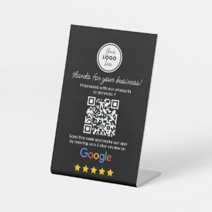 Signe De Table Google Avis avec lien QR Code noir